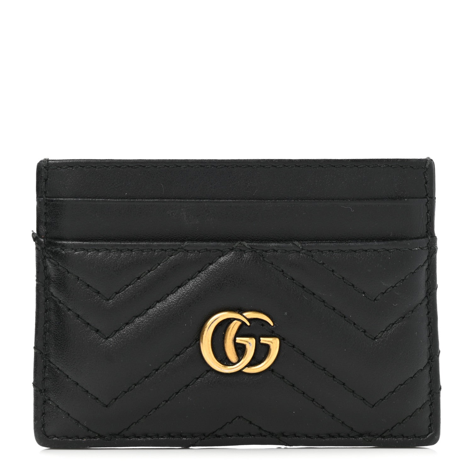 Gucci Calfskin Matelasse GG Marmont Card Holder Black 1 of 7