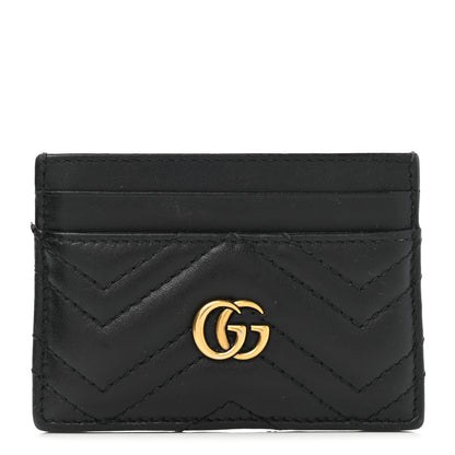 Gucci Calfskin Matelasse GG Marmont Card Holder Black 1 of 7