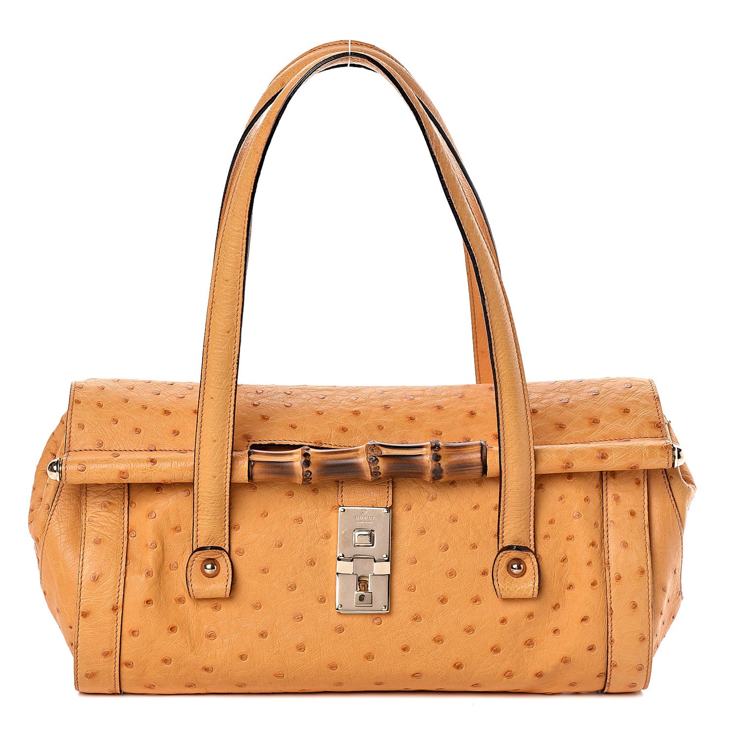 Ostrich Bamboo Bullet Bag Tan
