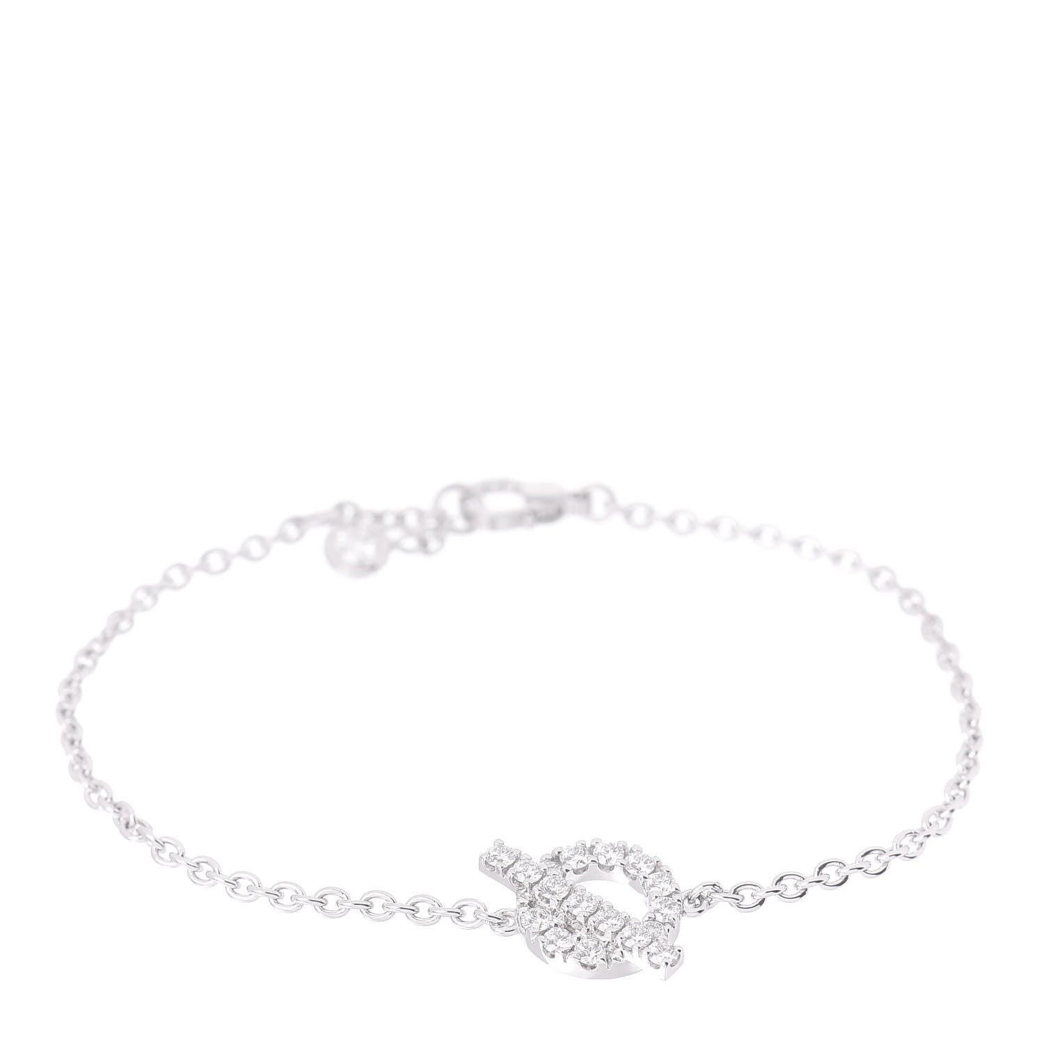Hermes 18K White Gold Diamond Finesse Bracelet SH 1 of 4