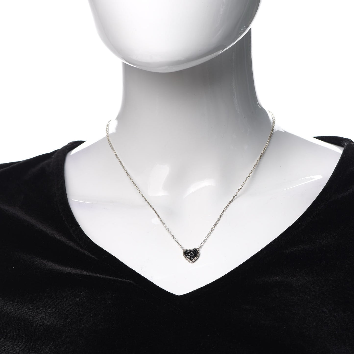Sterling Silver Black Spinel Heart Pendant Necklace