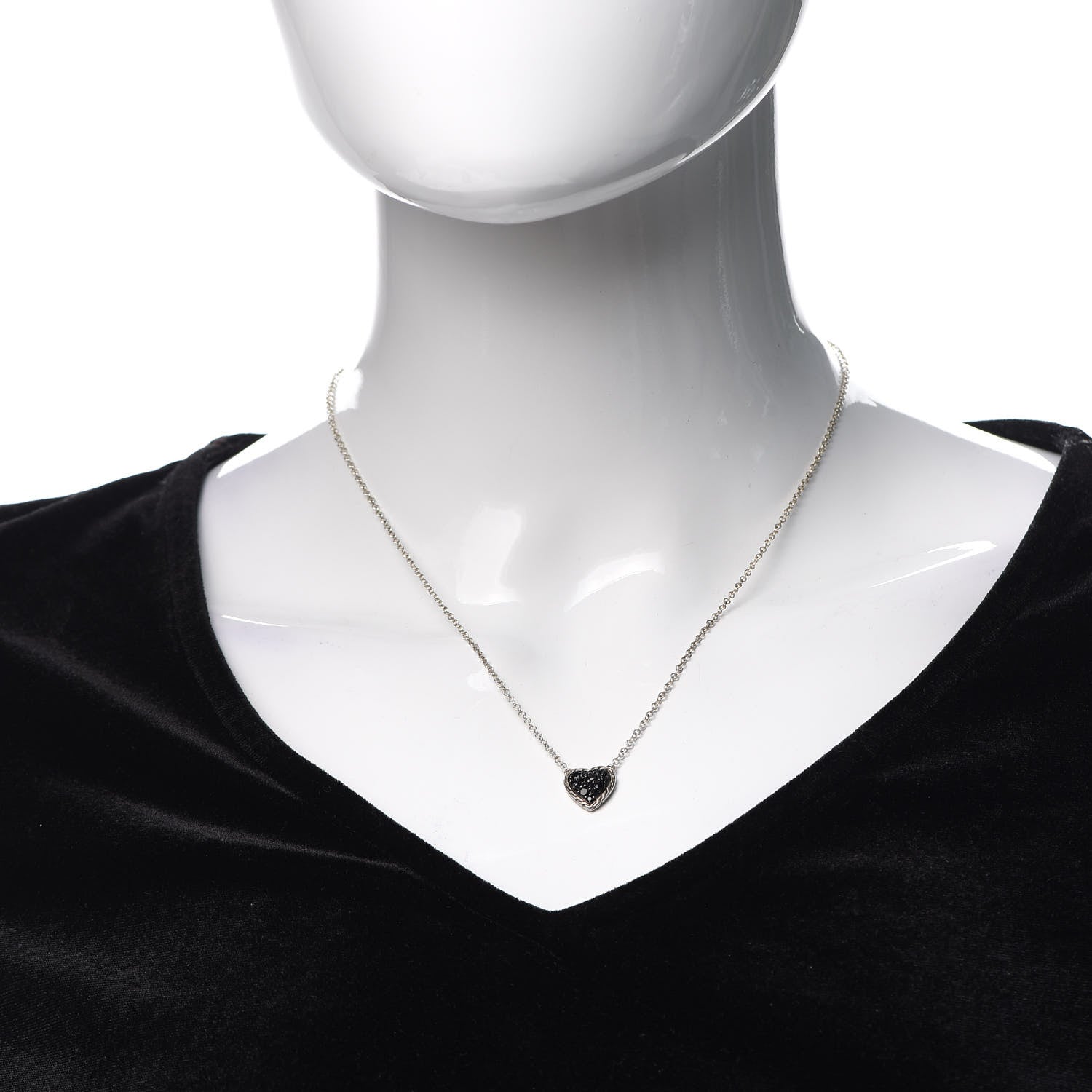 John Hardy Sterling Silver Black Spinel Heart Pendant Necklace 2 of 4