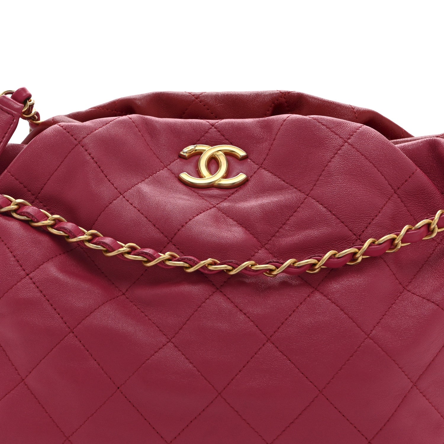 Chanel Calfskin Quilted Coco Shelter Bowling Bag Dark Pink Red 8 of 11