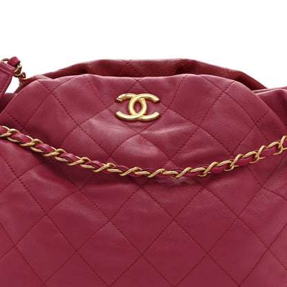 Chanel Calfskin Quilted Coco Shelter Bowling Bag Dark Pink Red 8 of 11