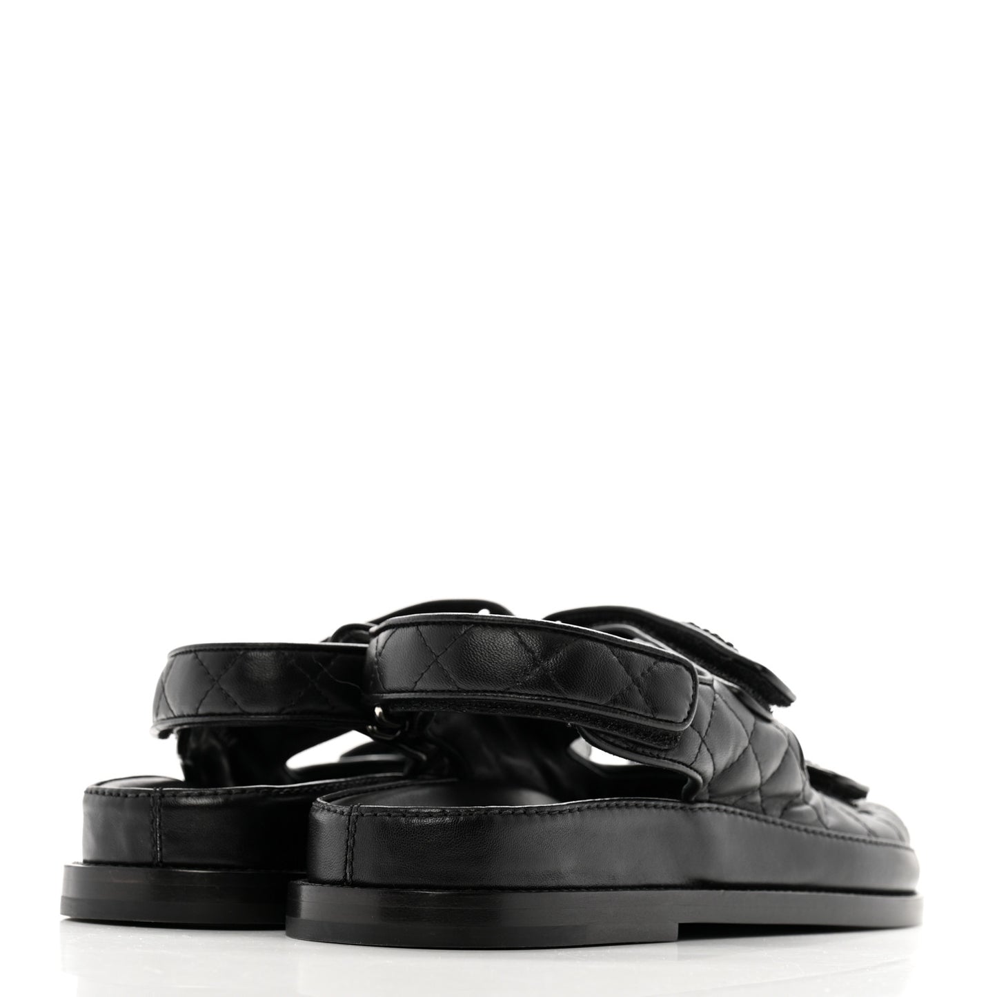 Lambskin Quilted Velcro Dad Sandals 37 So Black