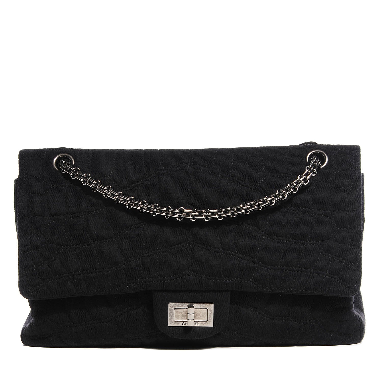 Chanel Jersey Coco's Croc 2.55 Reissue 227 Flap Black 1 of 13