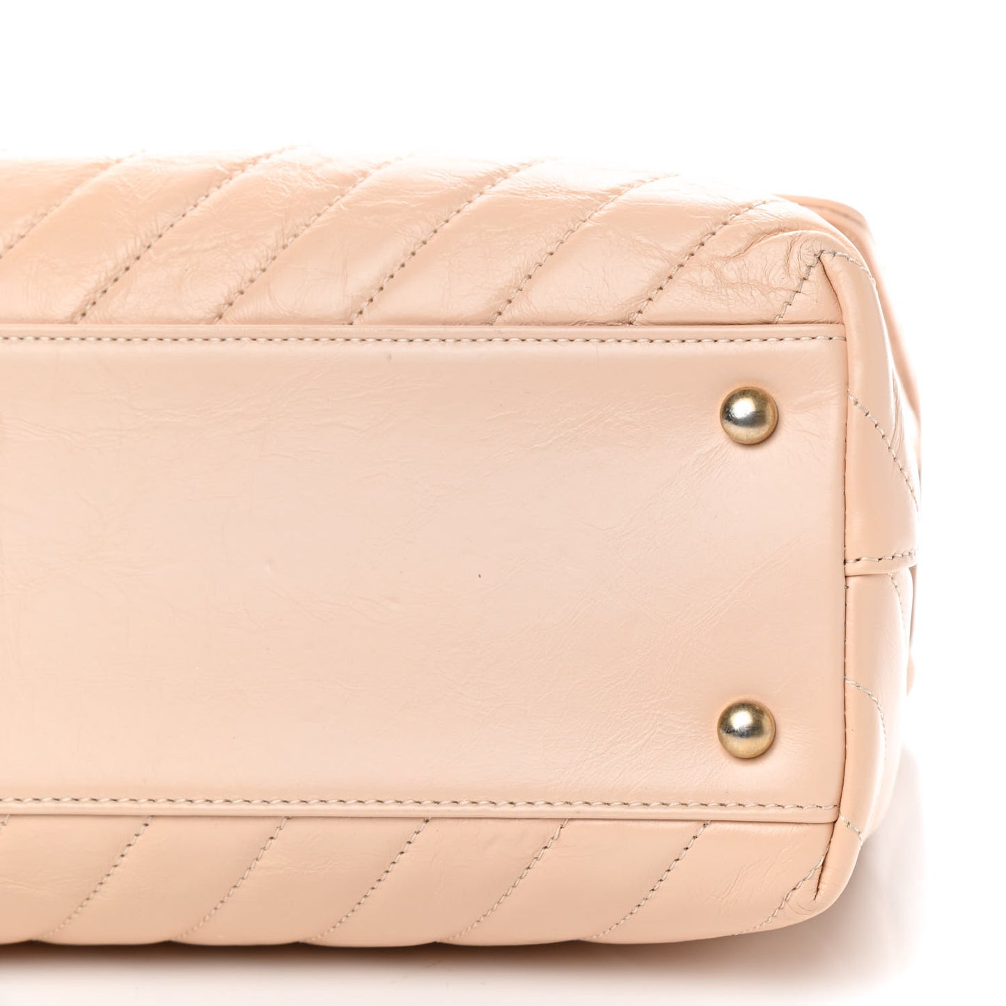 Calfskin Chevron Quilted Medium Coco Handle Flap Beige