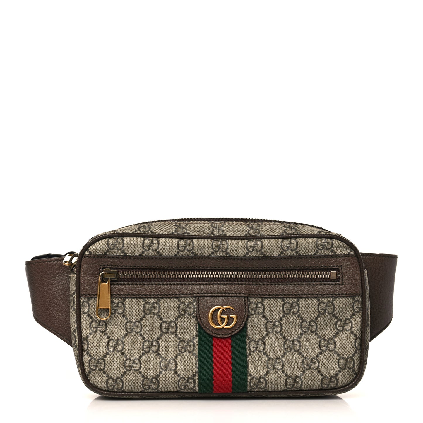 Soft GG Supreme Monogram Medium Ophidia Belt Bag Dark Brown