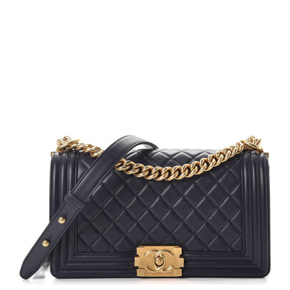 Chanel Lambskin Quilted Medium Boy Flap Dark Navy 1 of 9