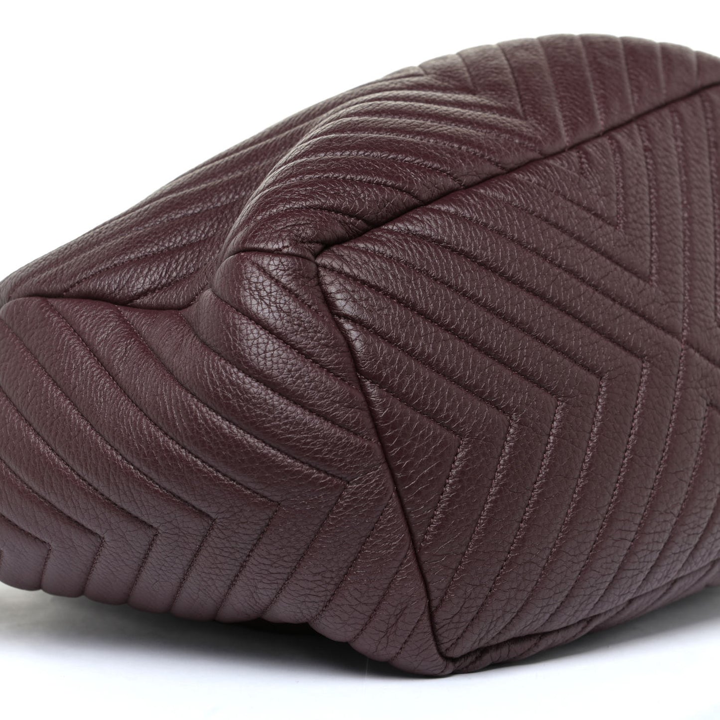 Deerskin Chevron CC Chain Bucket Drawstring Bag Burgundy