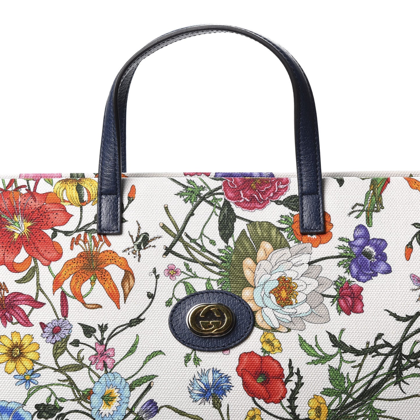 Canvas Large Flora Tote Navy Multicolor