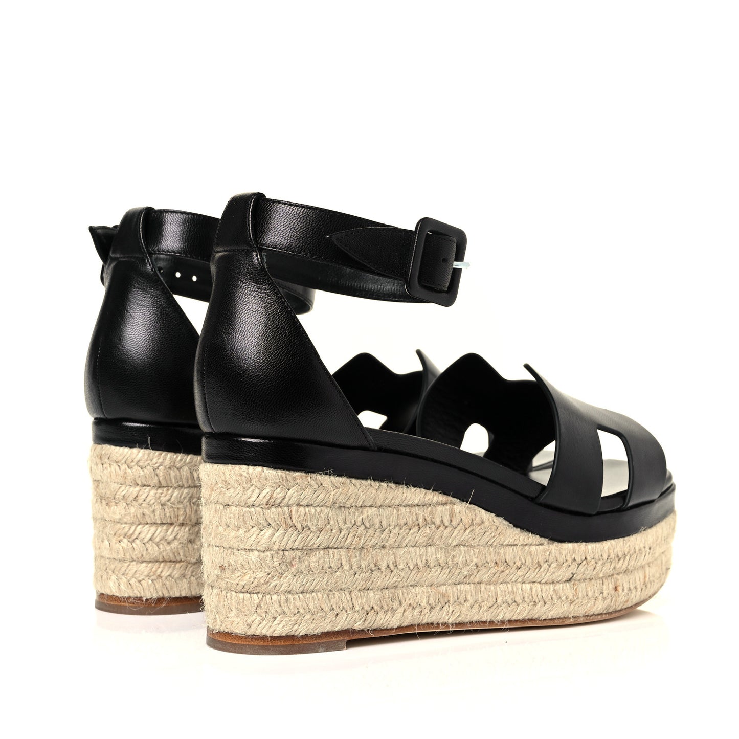 Goatskin Doll 60 Espadrille Wedge Sandals 39 Black
