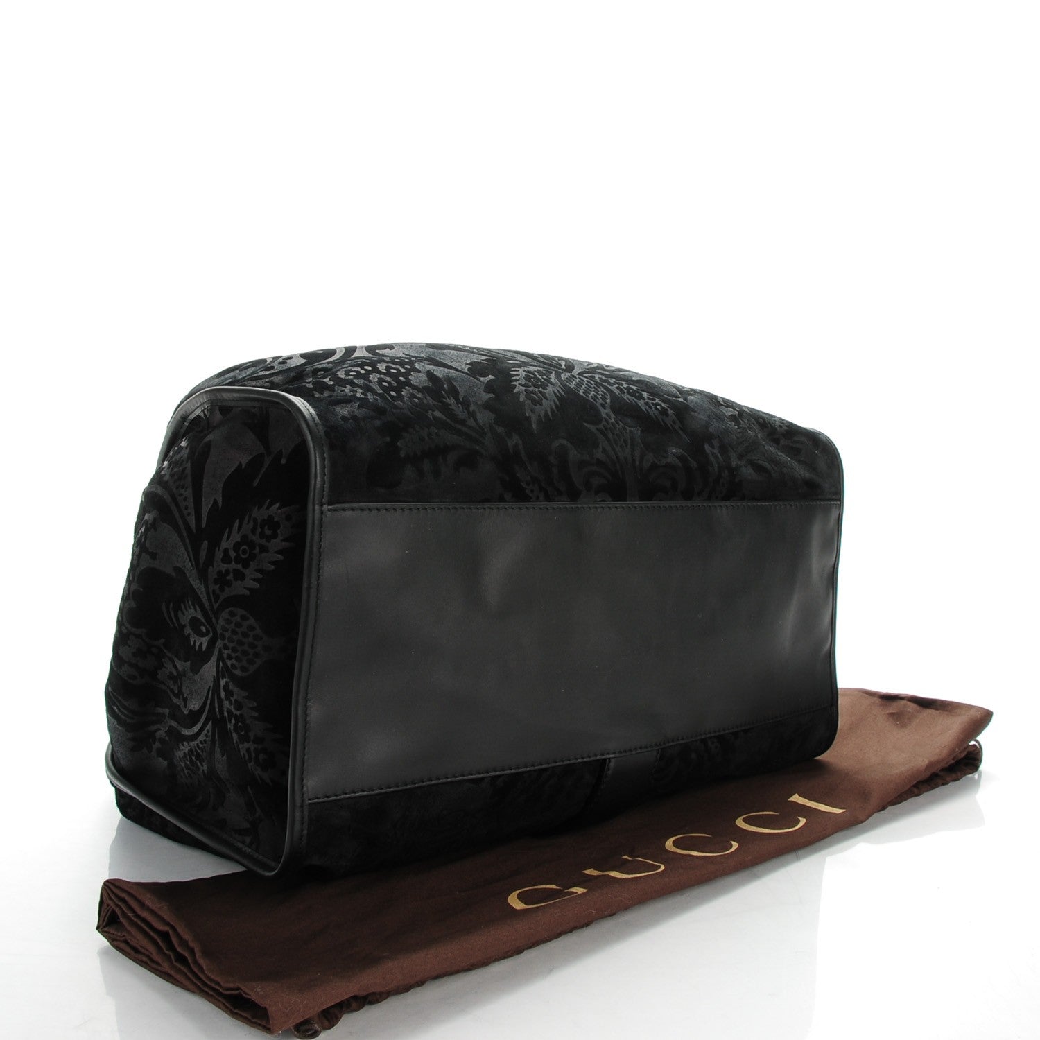 Gucci Nubuck Brocade Large Soft Stirrup Shoulder Bag Black 4 of 7