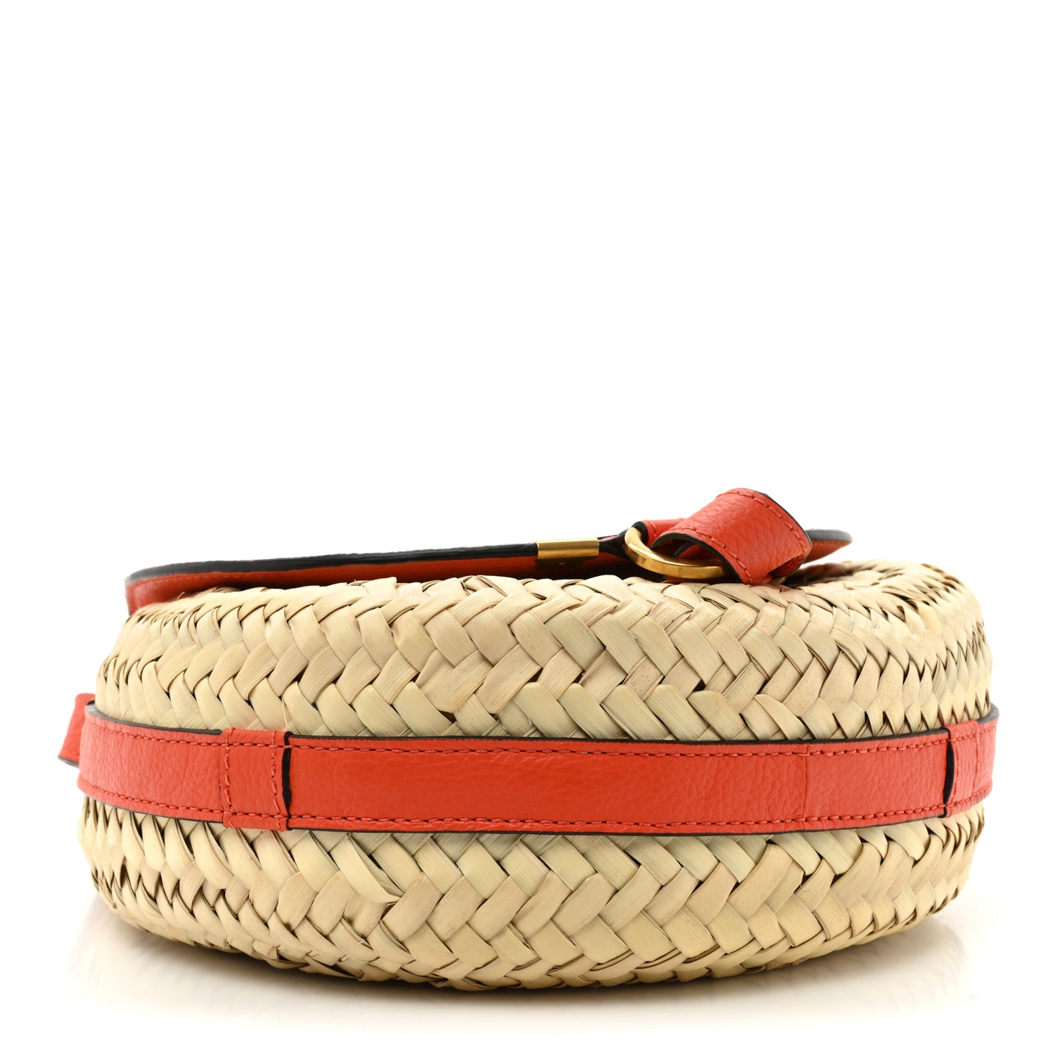 Chloe Raffia Calfskin Marcie Basket Small Marcie Round Crossbody Bag Orange Fizz 4 of 9
