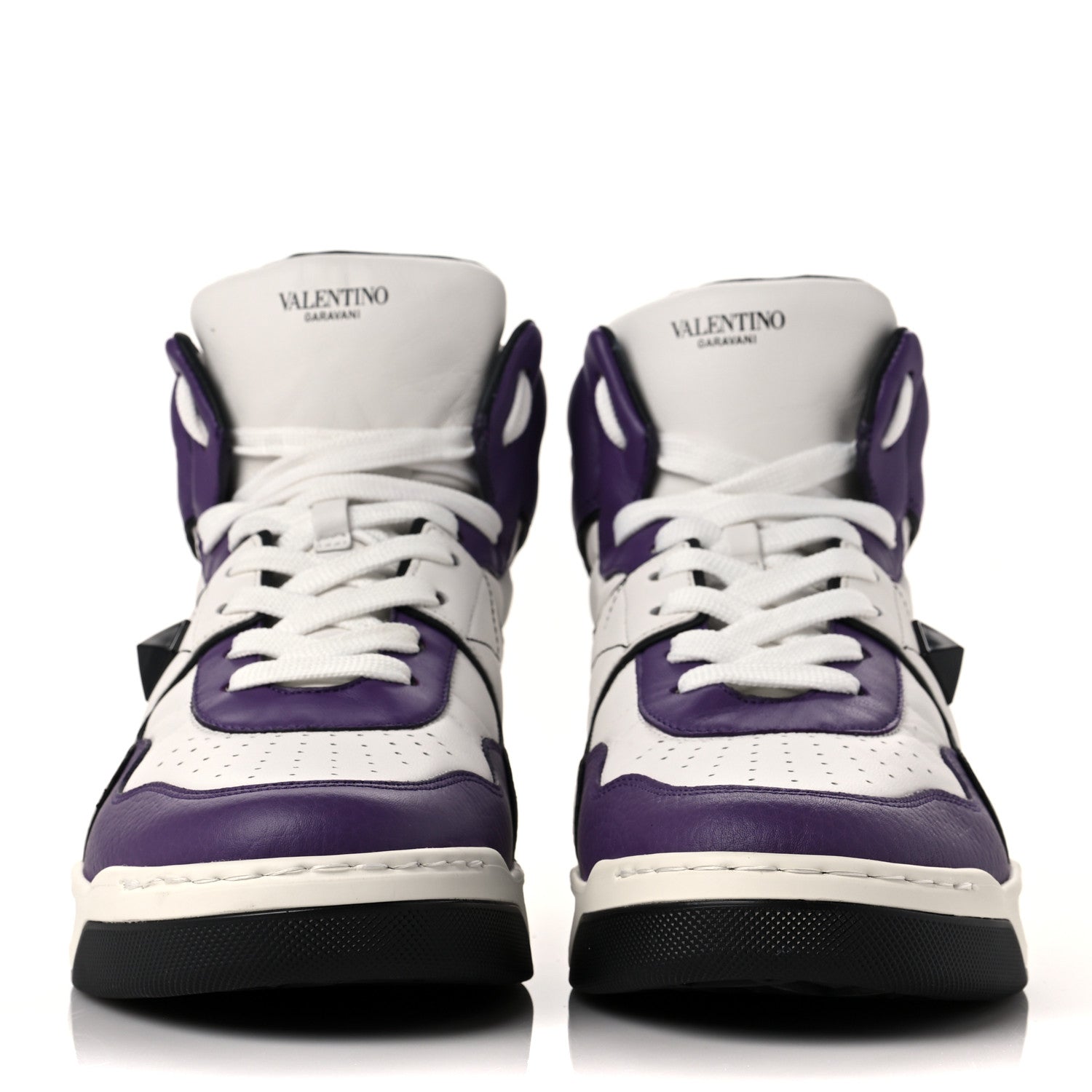 Valentino Garavani Nappa Mens One Stud High Top Sneakers 43 White Indian Violet Black 2 of 8