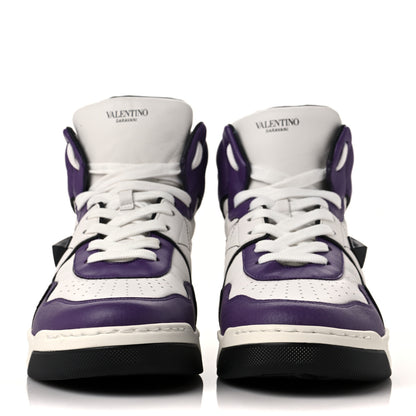 Valentino Garavani Nappa Mens One Stud High Top Sneakers 43 White Indian Violet Black 2 of 8