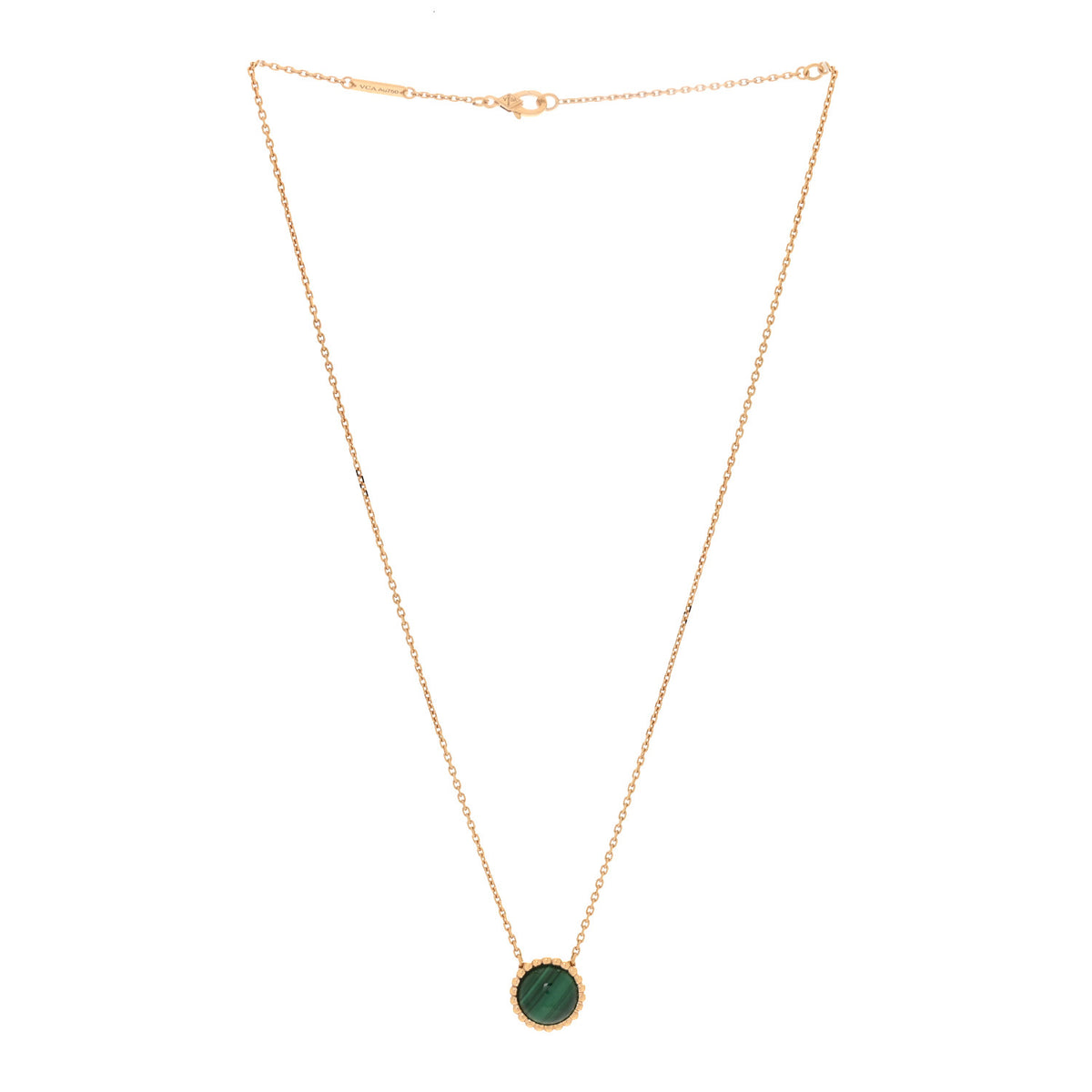 Van Cleef & Arpels 18K Yellow Gold Malachite Perlee Couleurs Pendant Necklace 3 of 6