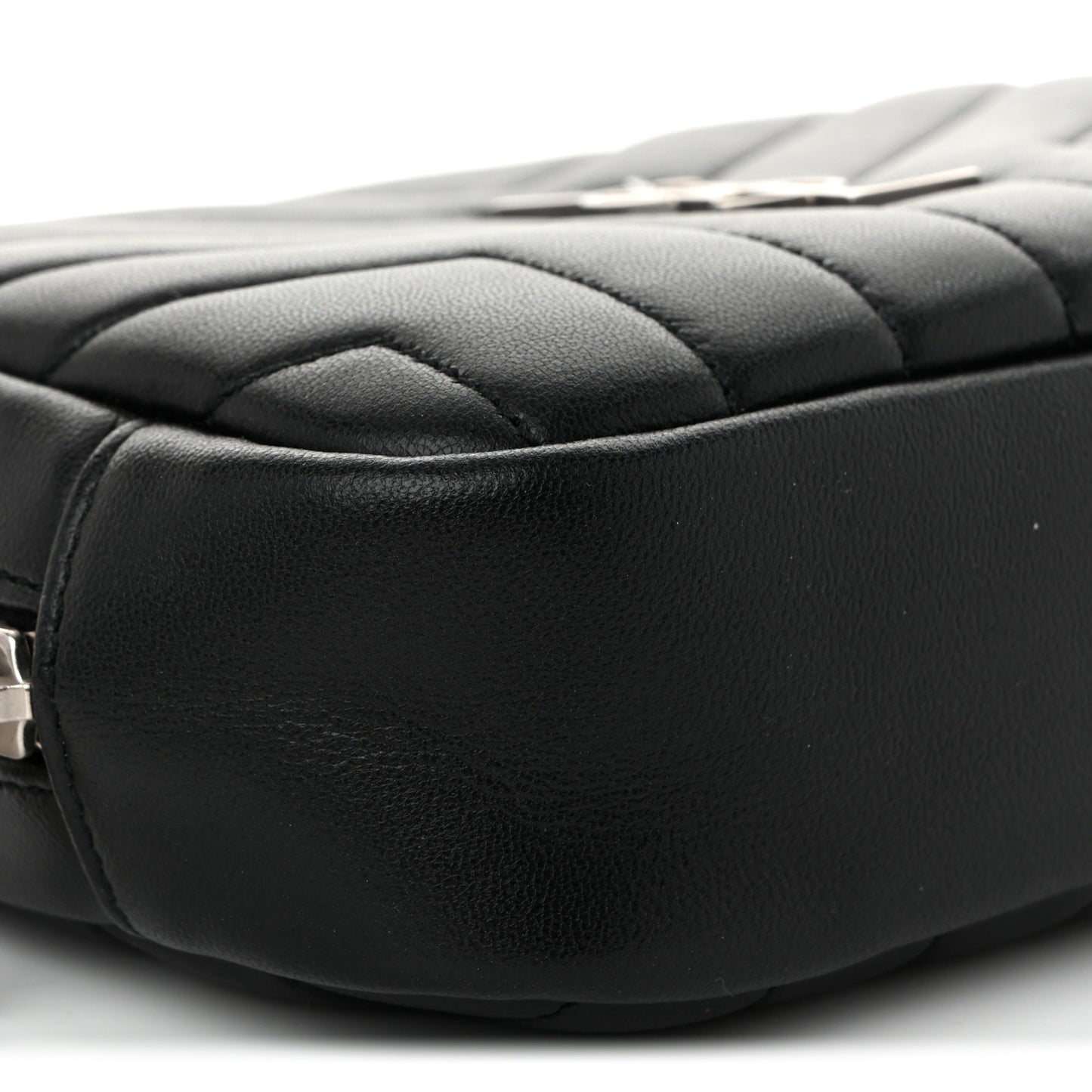 Lambskin Y Quilted Monogram Loulou Cosmetic Case Black