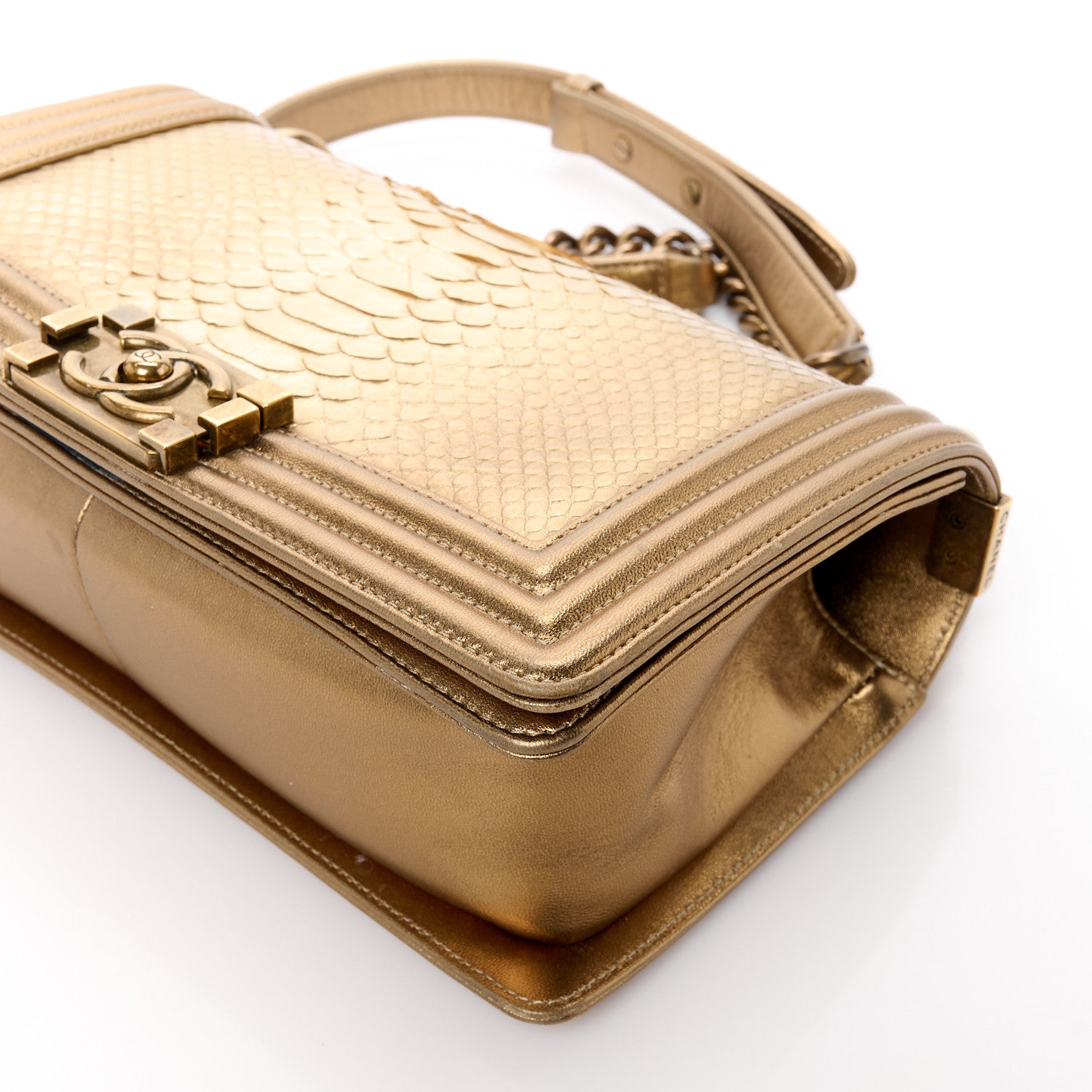 Chanel Snakeskin Medium Boy Flap Gold 10 of 11