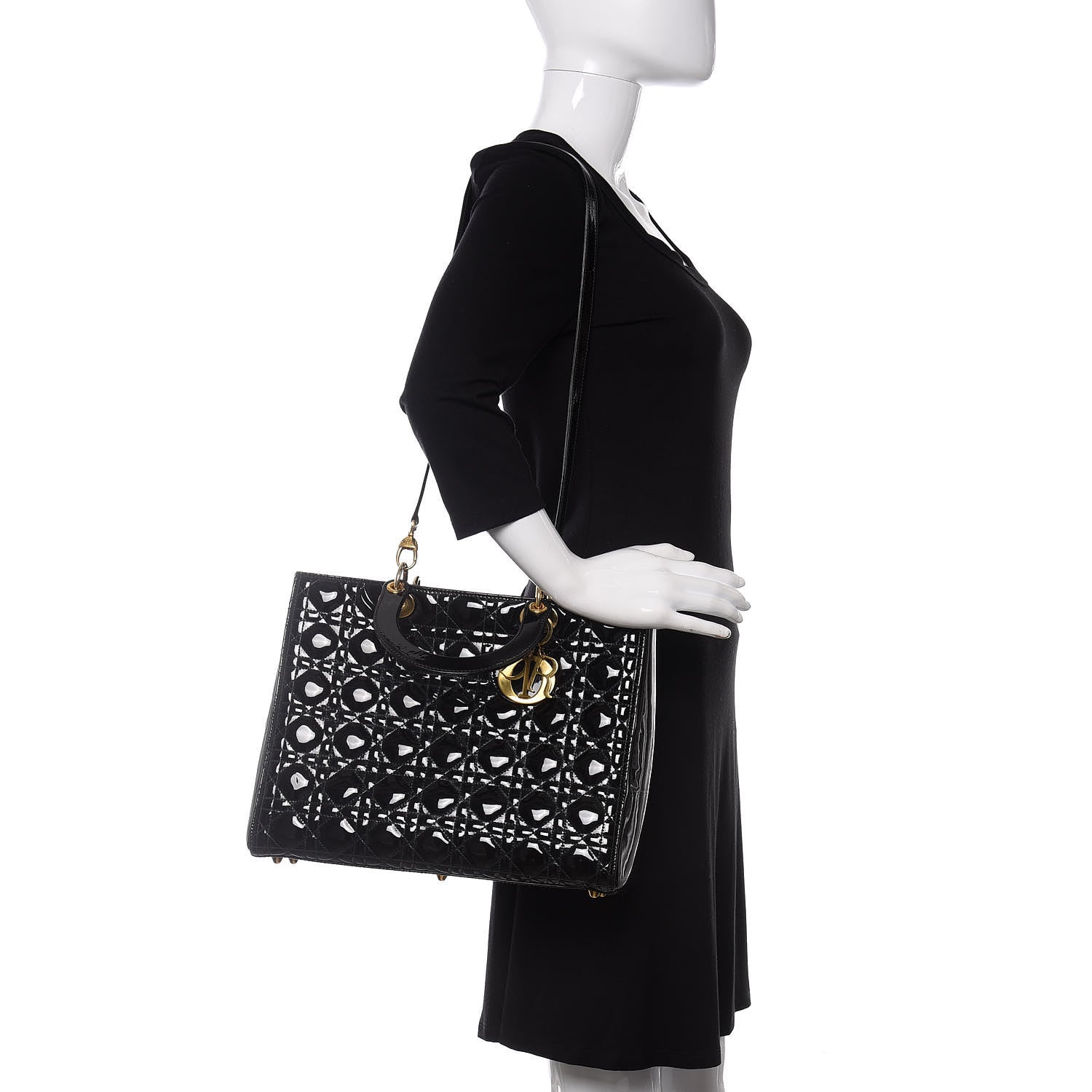 Christian Dior Patent Cannage Large Lady Dior Black 3 of 10