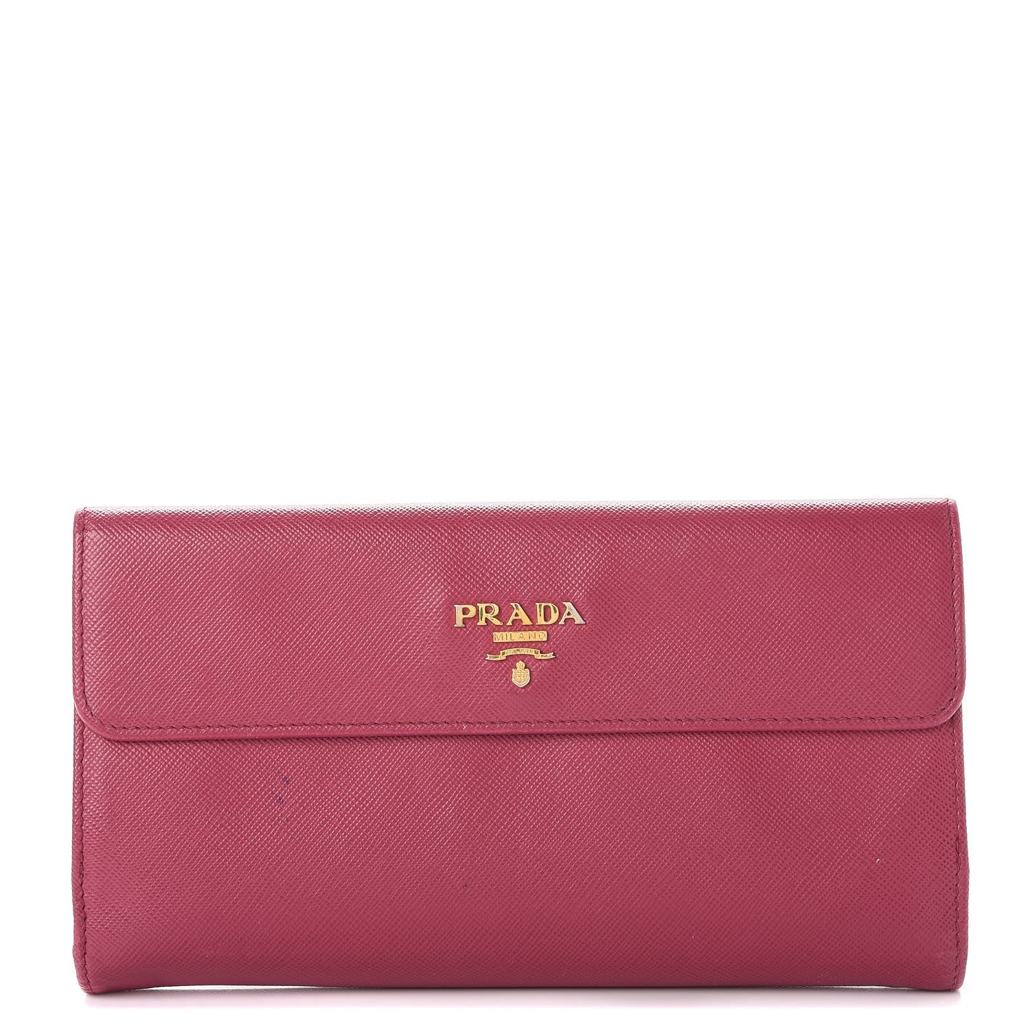 Prada Saffiano Metal Continental Flap Wallet Peonia 1 of 18
