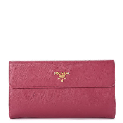Prada Saffiano Metal Continental Flap Wallet Peonia 1 of 18