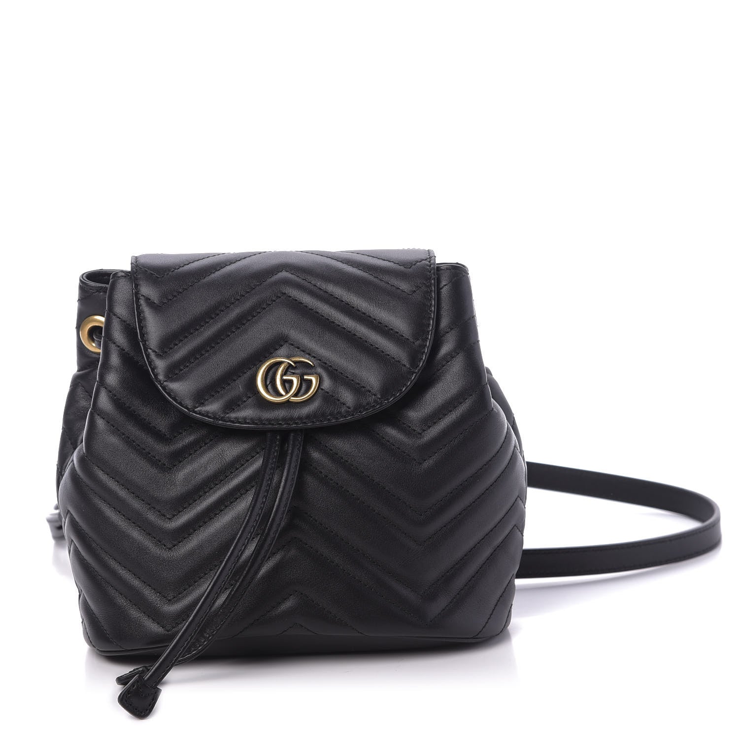 Gucci Calfskin Matelasse GG Marmont Flap Backpack Black 1 of 9