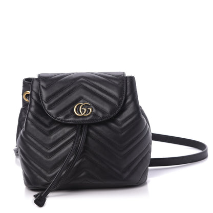 Gucci Calfskin Matelasse GG Marmont Flap Backpack Black 1 of 9