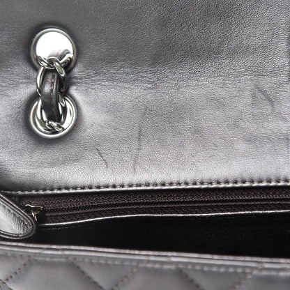 Chanel Metallic Lambskin Quilted Maxi Single Flap Dark Grey 10 of 13