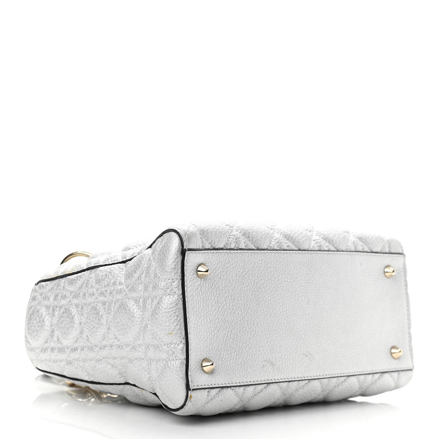 Christian Dior Metallic Grained Calfskin Cannage Medium Supple Lady Dior Silver 4 of 16