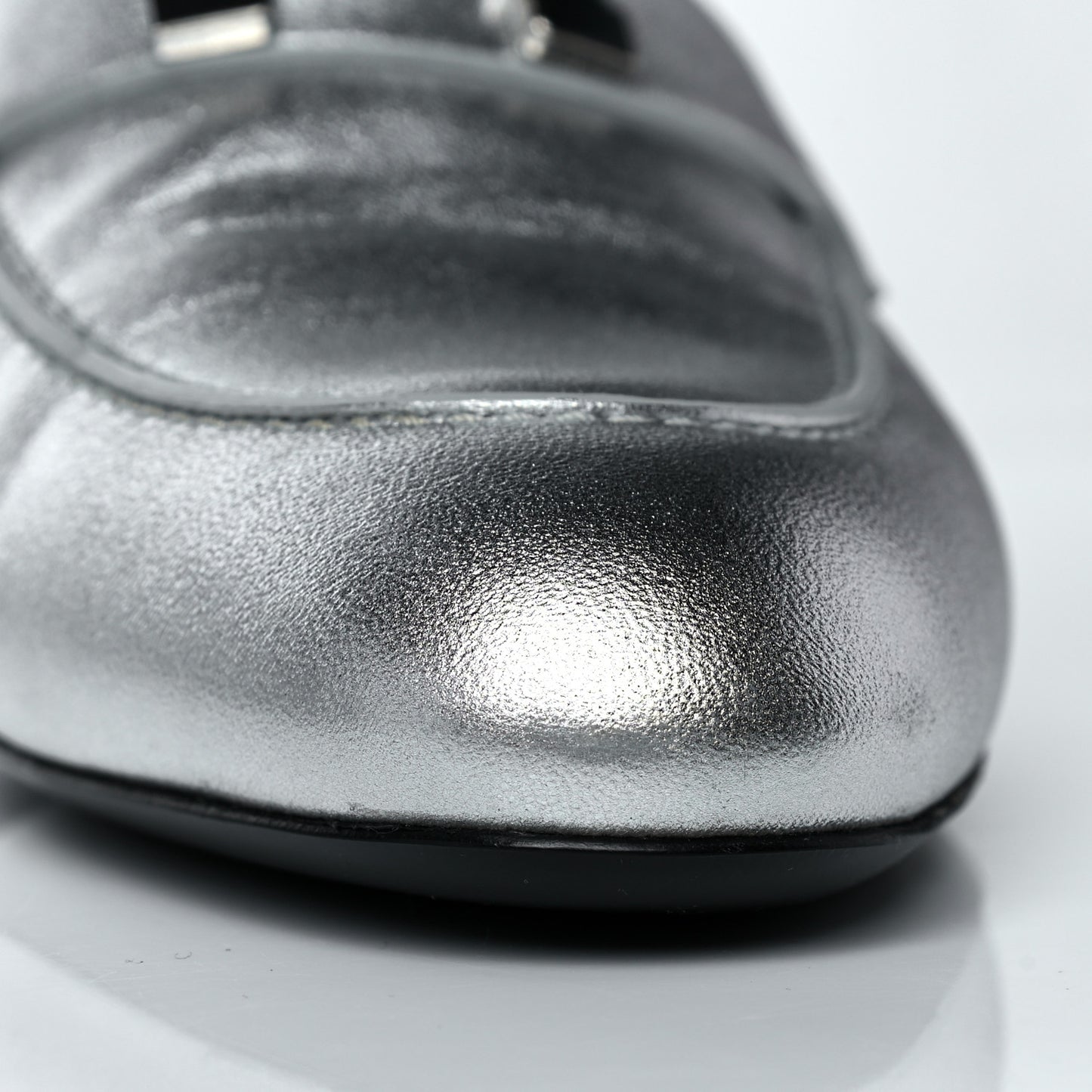 Metallic Nappa Trocadero Mule 37.5 Gris Argento