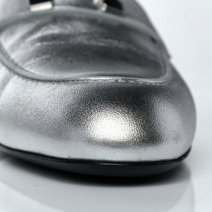 Hermes Metallic Nappa Trocadero Mule 37.5 Gris Argento 14 of 16