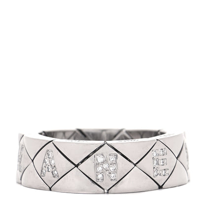 Chanel 18K White Gold Diamond CHANEL Matelasse Ring 55 7.25 1 of 6