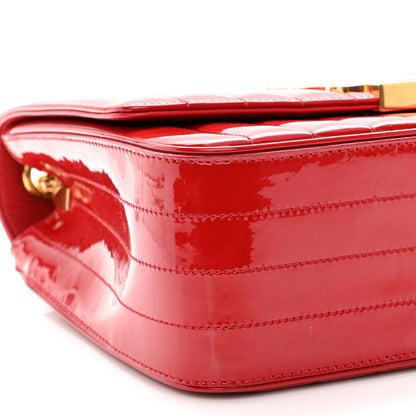 Saint Laurent Patent Matelasse Monogram Large Vicky Chain Bag Rouge Eros 9 of 10