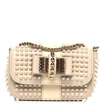 Christian Louboutin Calfskin Spikes Sweety Charity Shoulder Bag Beige 1 of 9
