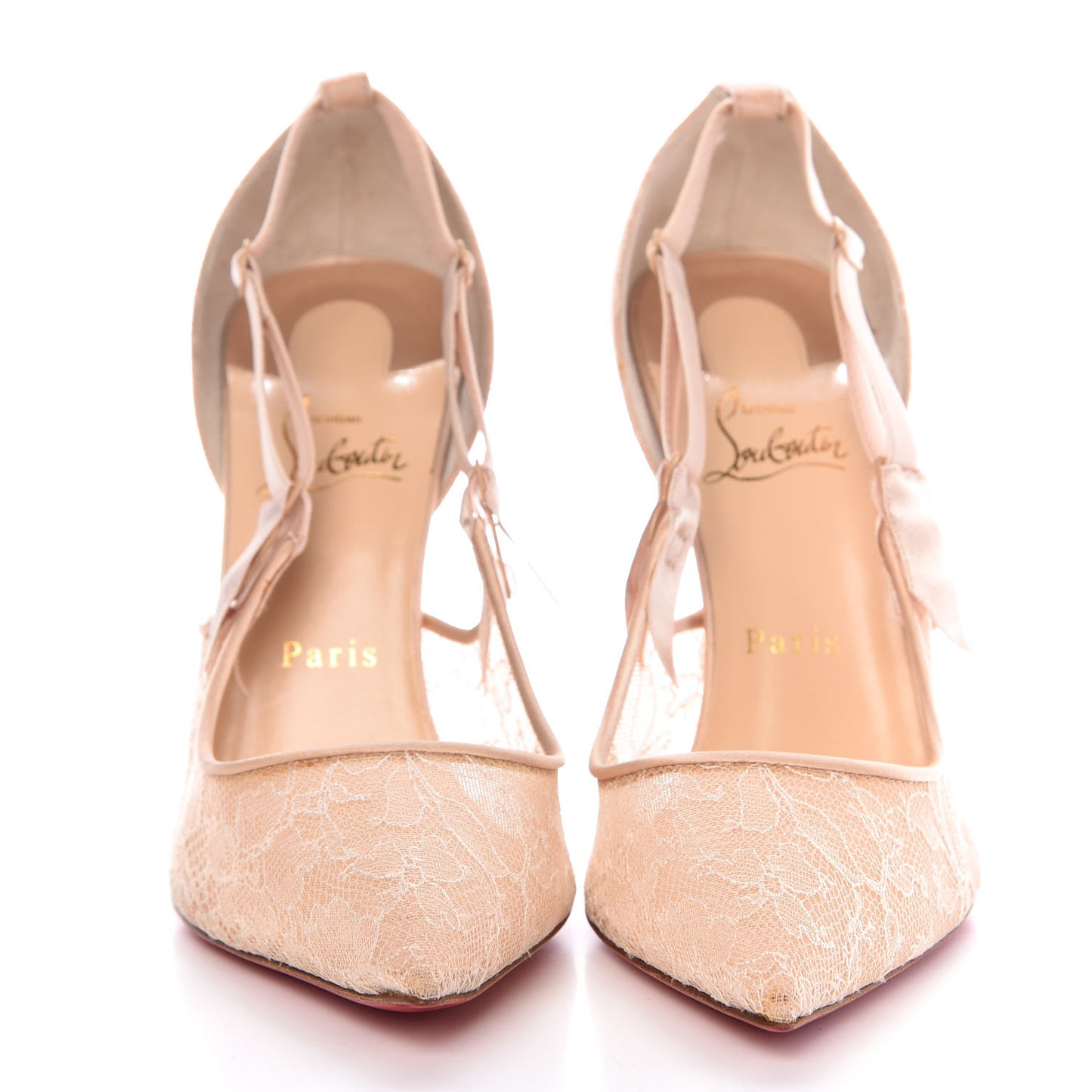 Satin Chantilly Lace Hot Jeanbi 100 Pumps 40.5 Nude