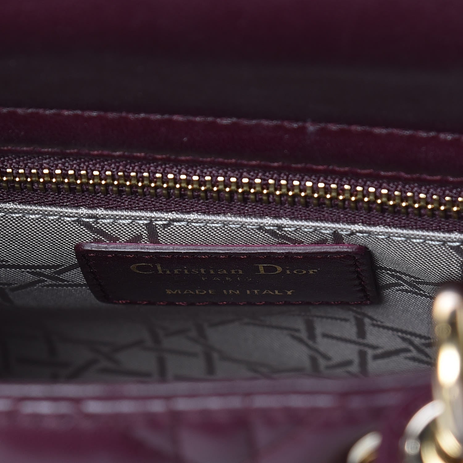 Christian Dior Lambskin Cannage Small Lucky Badges My Lady Dior Burgundy 6 of 14
