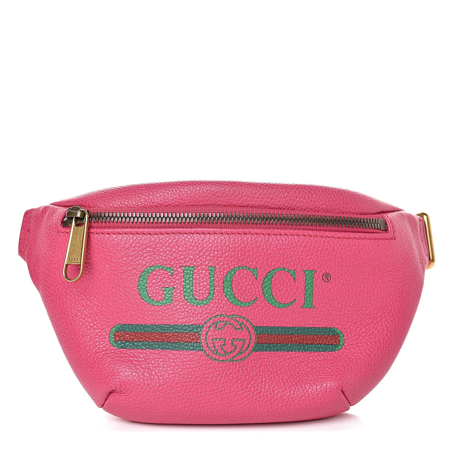 Gucci Grained Calfskin Small Logo Belt Bag Box Pink Green 1 of 10