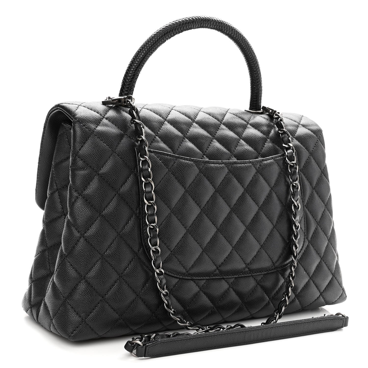Chanel Caviar Quilted Medium Coco Handle Flap Black 3 of 9