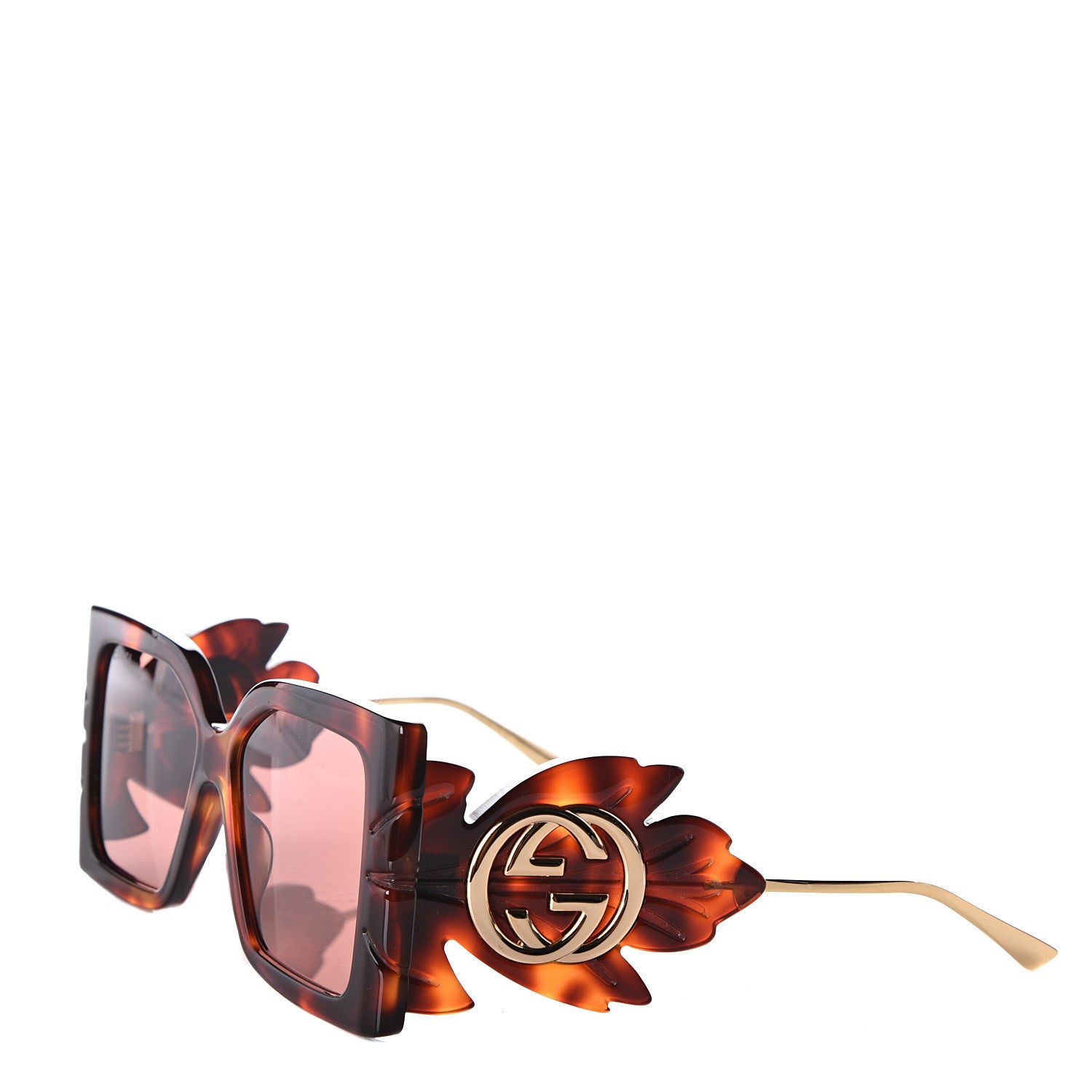 Gucci Acetate Square Frame Wing Sunglasses GG0535S Havana 1 of 8