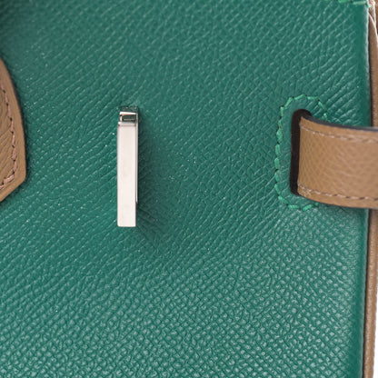 Hermes Epsom Horseshoe Birkin 30 Malachite Etain Alezan 12 of 13