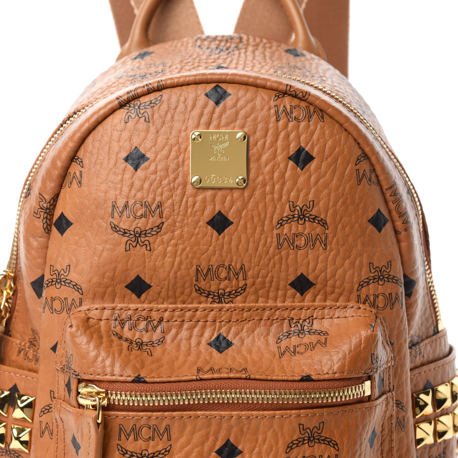 MCM Visetos Side Stud Mini Stark Backpack Cognac 10 of 10