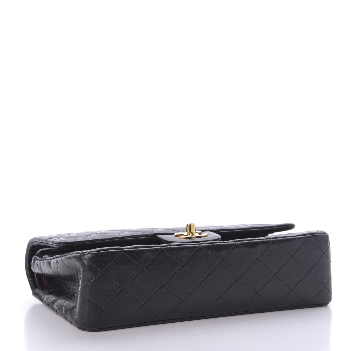 Lambskin Quilted Medium Double Flap Black