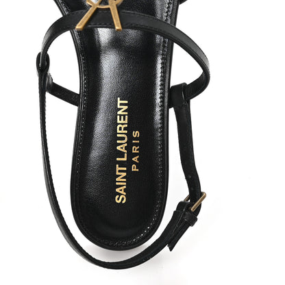 Saint Laurent Calfskin Cassandra Monogram Sandals 37 Black 8 of 10