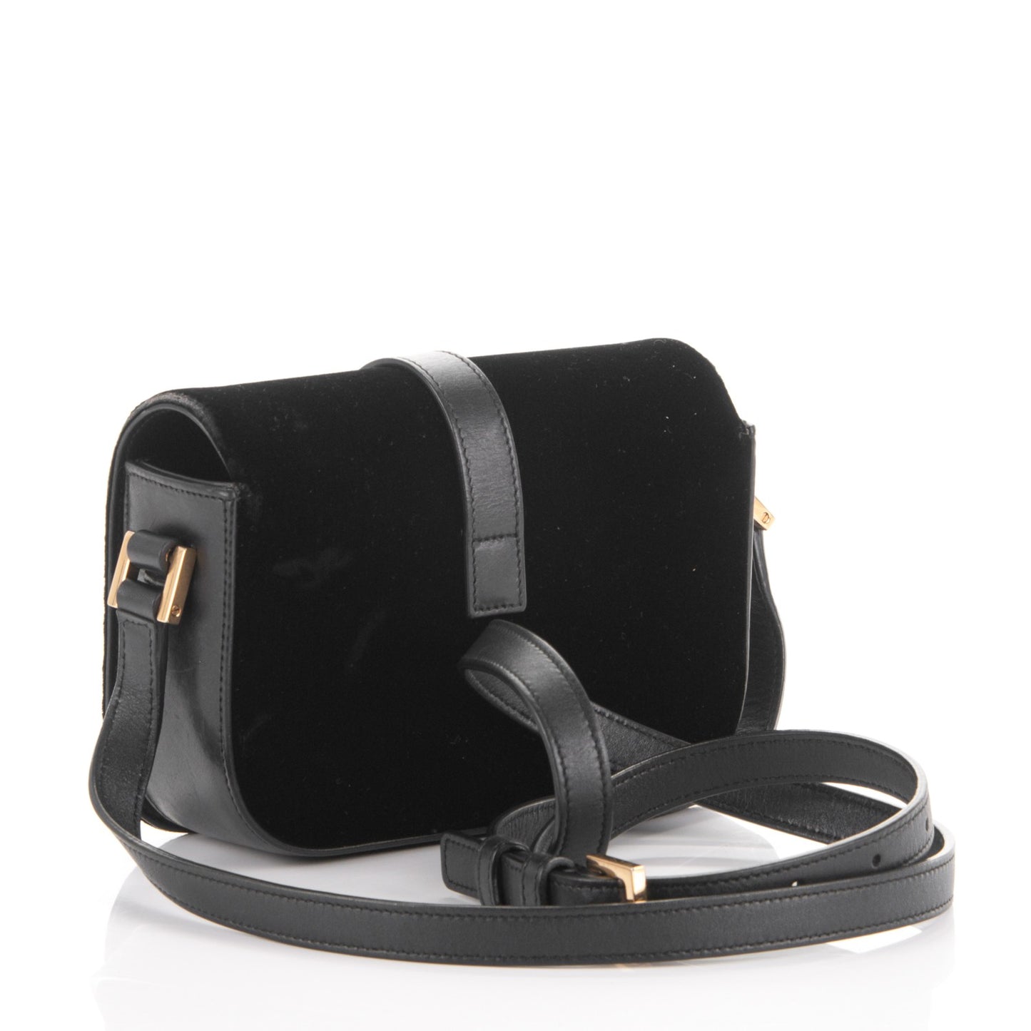 Velvet Small Monogram Universite Shoulder Bag Black