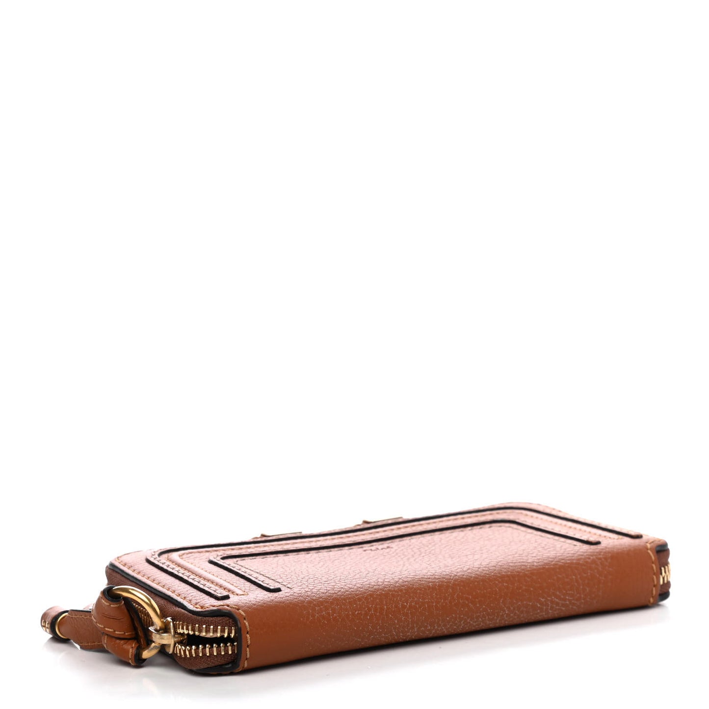Grained Calfskin Marcie Long Zip Around Wallet Tan