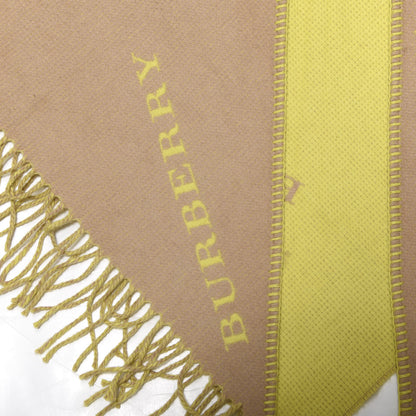 Burberry Cashmere Logo Triangle Fringe Cape Scarf Scarf Camel Bright Lemon 3 of 3