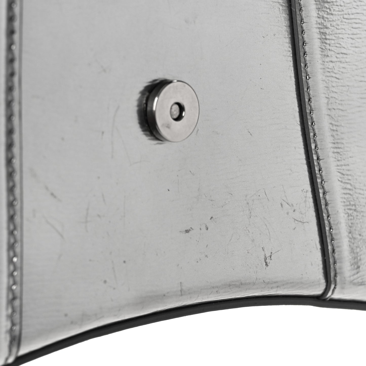 Metallic Textured Calfskin Hourglass Top Handle Bag XS Silver
