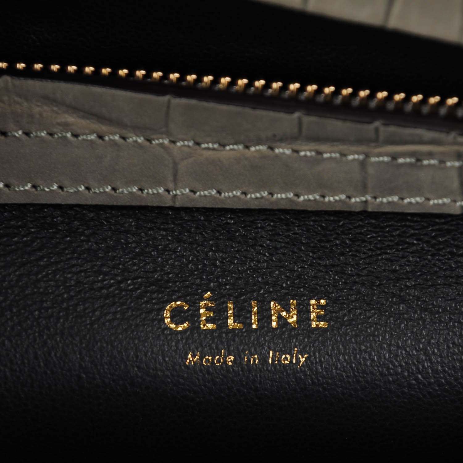 Celine Crocodile Embossed Nubuck Medium Phantom Luggage Grey 6 of 7