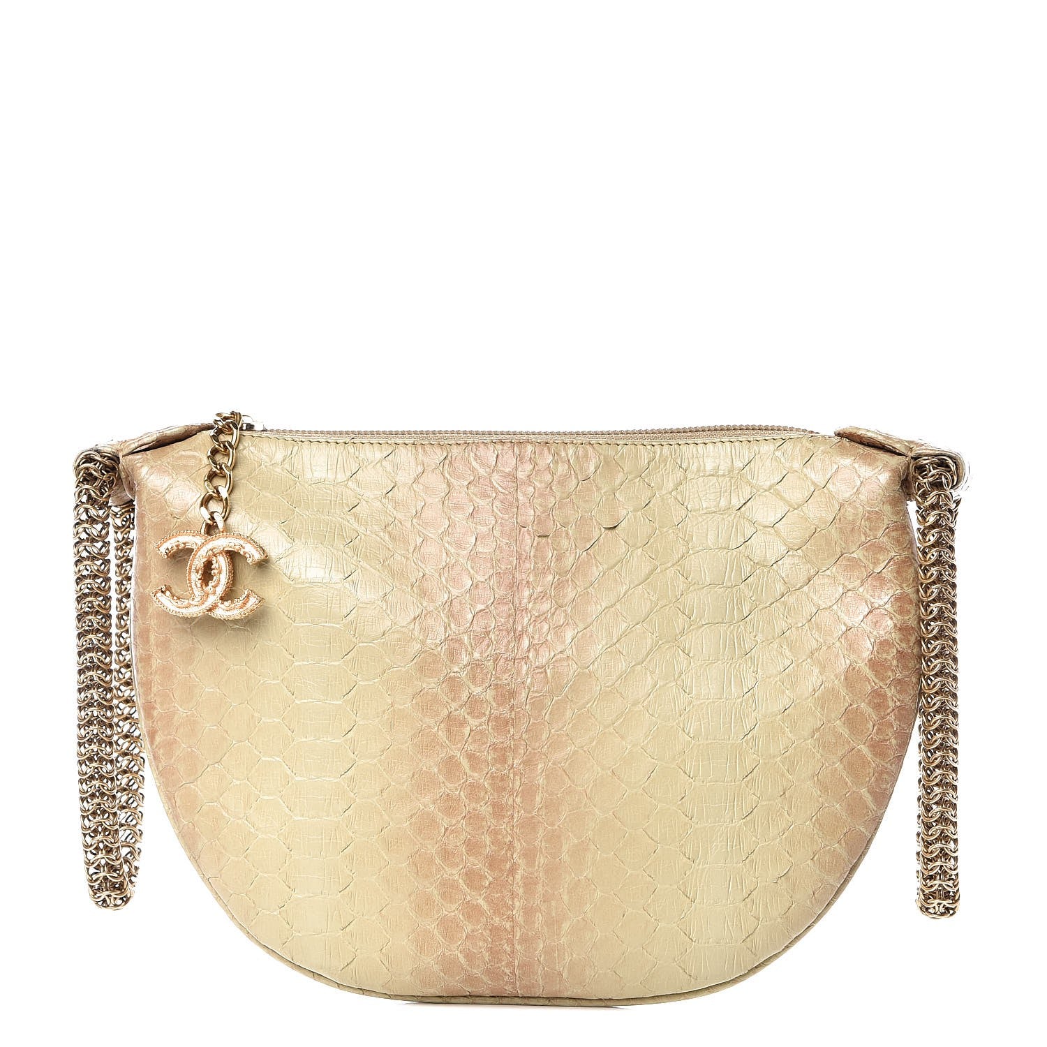 Chanel Python Fortune Cookie Clutch Beige 1 of 7